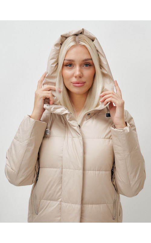 Длинный зимний пуховик с капюшоном для женщин