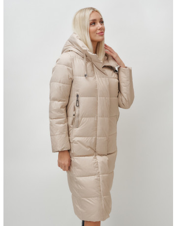 Длинный зимний пуховик с капюшоном для женщин