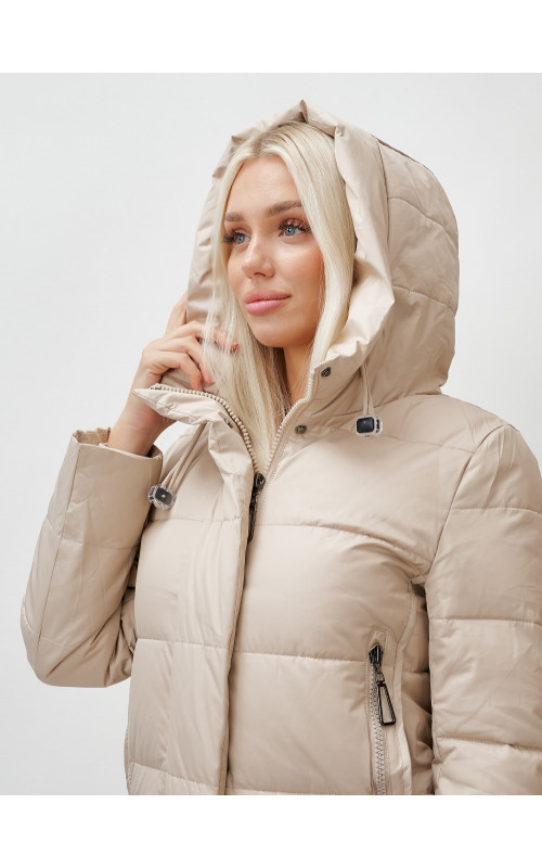 Длинный зимний пуховик с капюшоном для женщин