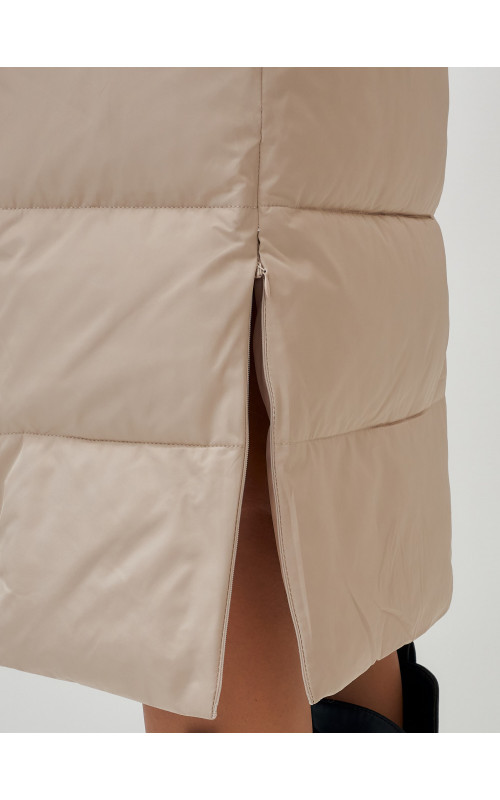 Длинный зимний пуховик с капюшоном для женщин