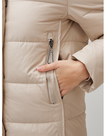 Длинный зимний пуховик с капюшоном для женщин