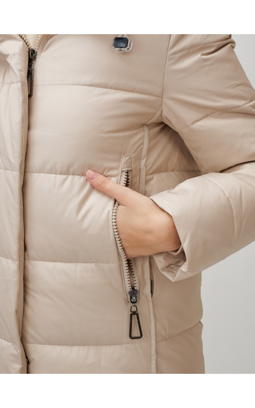 Длинный зимний пуховик с капюшоном для женщин