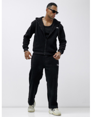 Мужской демисезонный спортивный костюм на флисе, чёрный, для спорта. в Тюмени