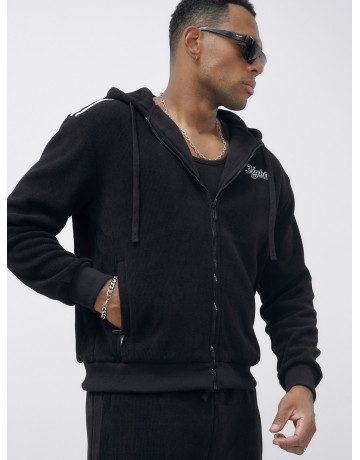 Мужской демисезонный спортивный костюм на флисе, чёрный, для спорта. в Тюмени