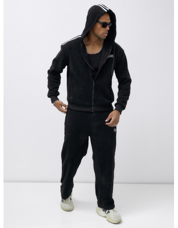 Мужской демисезонный спортивный костюм на флисе, чёрный, для спорта. в Тюмени