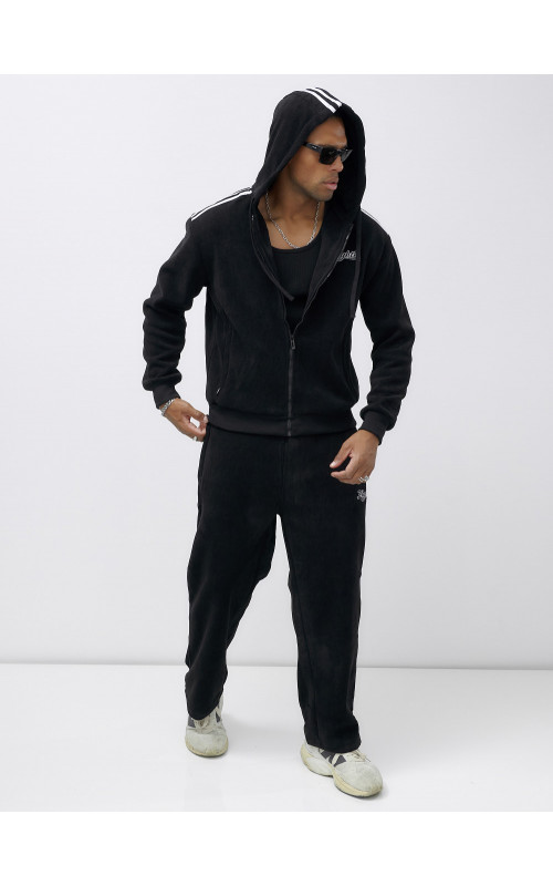 Мужской демисезонный спортивный костюм на флисе, чёрный, для спорта. в Тюмени