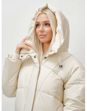 Длинный зимний пуховик с капюшоном для женщин