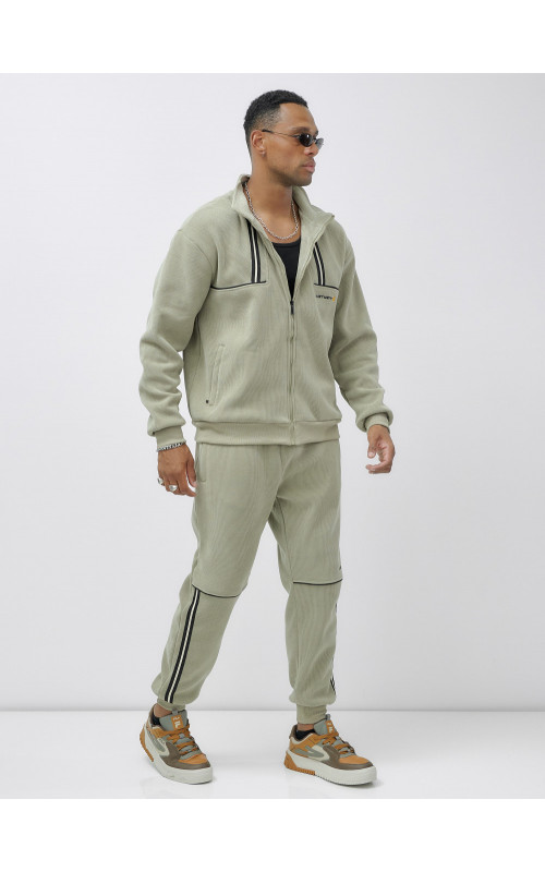 Мужской демисезонный спортивный костюм на флисе, светло-зелёный. в Тюмени