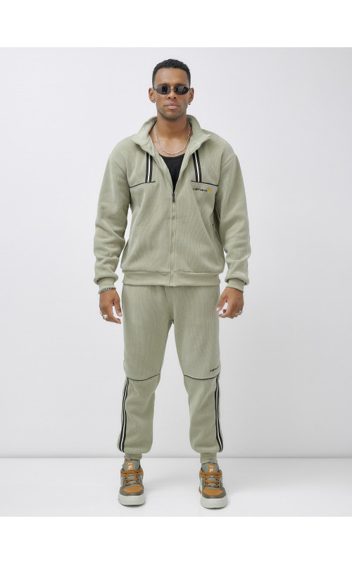 Мужской демисезонный спортивный костюм на флисе, светло-зелёный. в Тюмени