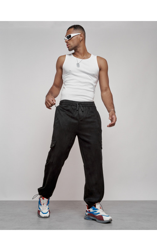 Мужские спортивные штаны прямого кроя из бархатного трикотажа.