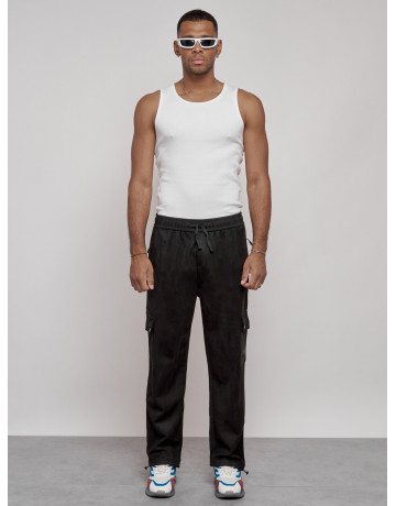 Мужские спортивные штаны прямого кроя из бархатного трикотажа.