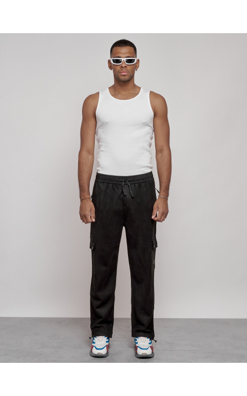 Мужские спортивные штаны прямого кроя из бархатного трикотажа.