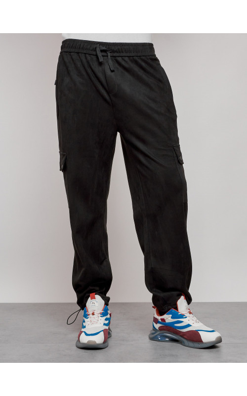 Мужские спортивные штаны прямого кроя из бархатного трикотажа.