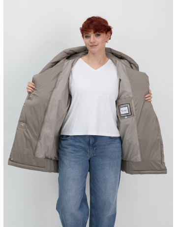 Женский модный пуховик с капюшоном, коричневый. в Тюмени