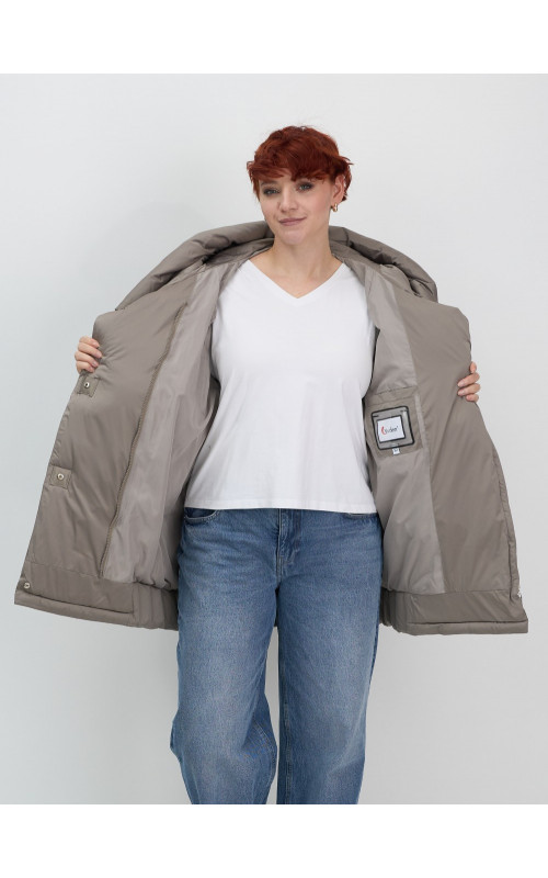 Женский модный пуховик с капюшоном, коричневый. в Тюмени