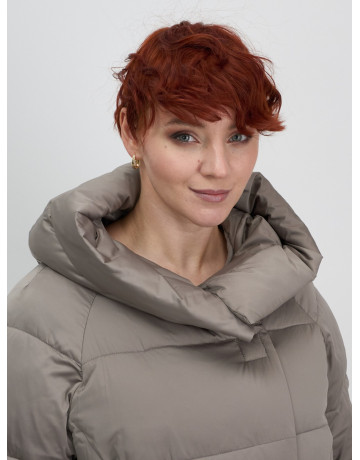 Женский модный пуховик с капюшоном, коричневый. в Тюмени