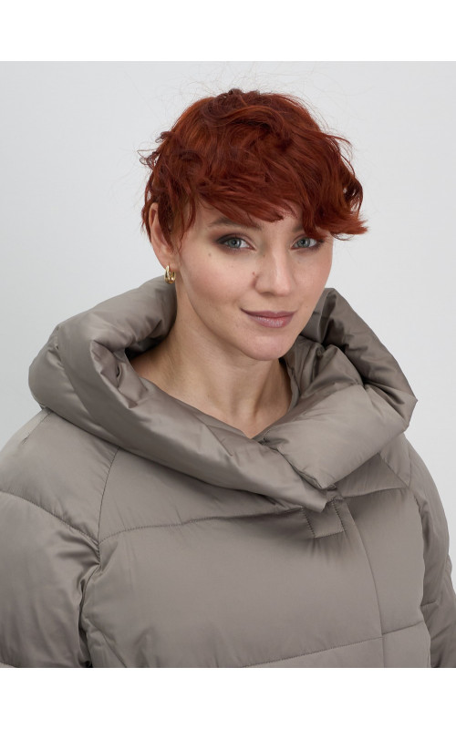 Женский модный пуховик с капюшоном, коричневый. в Тюмени