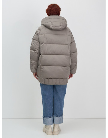 Женский модный пуховик с капюшоном, коричневый. в Тюмени