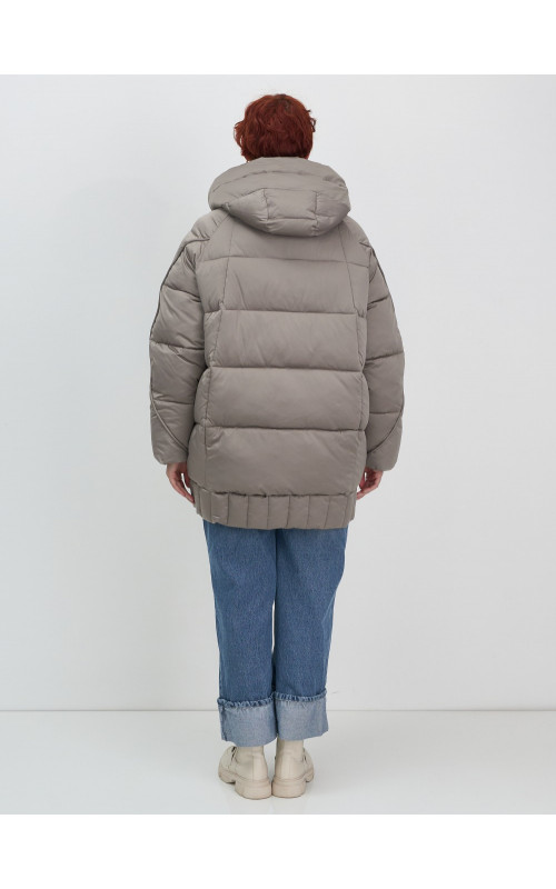 Женский модный пуховик с капюшоном, коричневый. в Тюмени