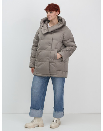 Женский модный пуховик с капюшоном, коричневый. в Тюмени