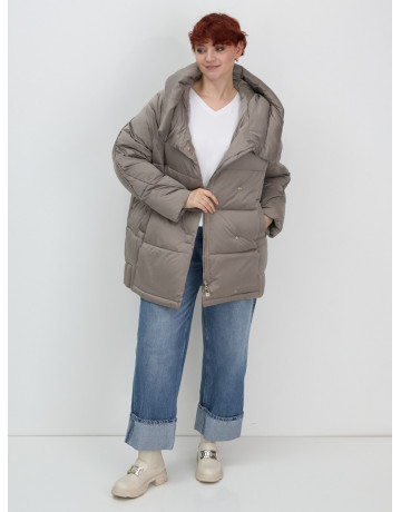 Женский модный пуховик с капюшоном, коричневый. в Тюмени