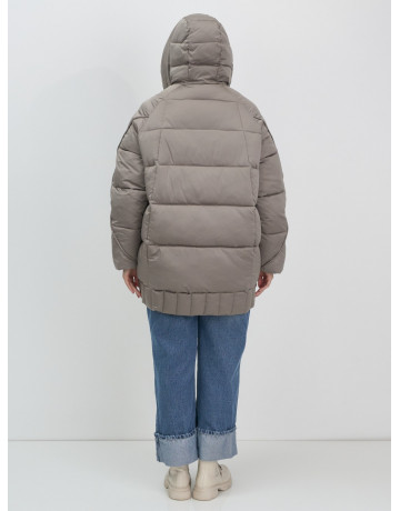 Женский модный пуховик с капюшоном, коричневый. в Тюмени