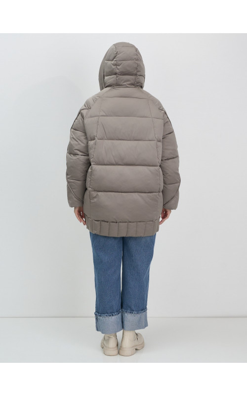 Женский модный пуховик с капюшоном, коричневый. в Тюмени