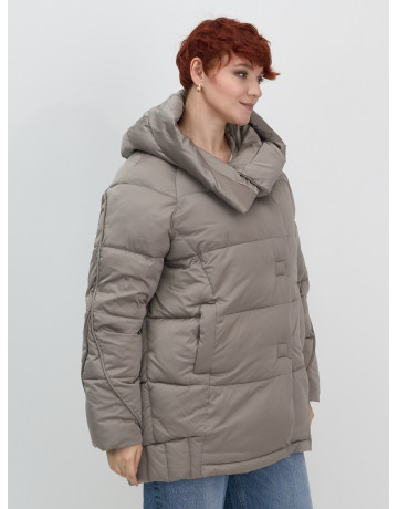 Женский модный пуховик с капюшоном, коричневый. в Тюмени