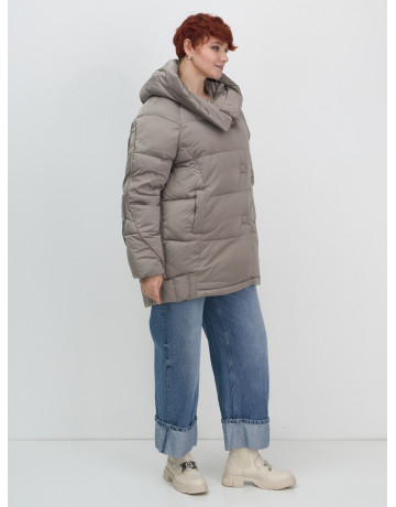 Женский модный пуховик с капюшоном, коричневый. в Тюмени