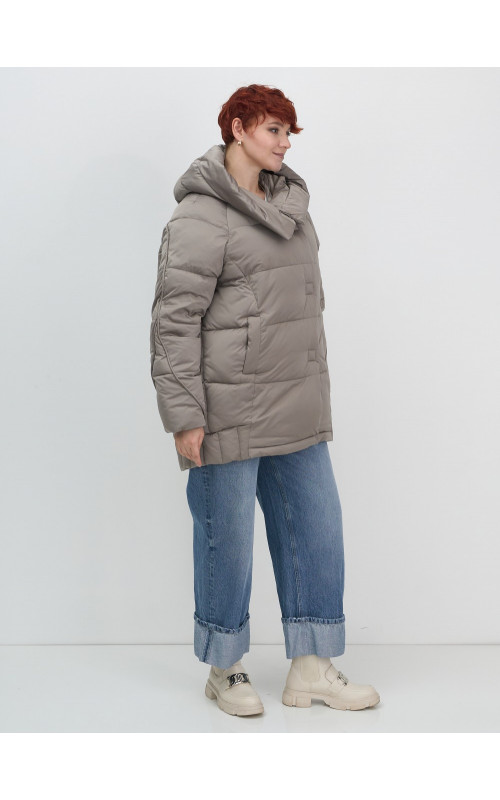 Женский модный пуховик с капюшоном, коричневый. в Тюмени