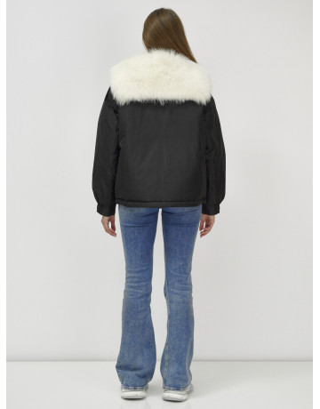 Зимний женский бомбер-куртка с мехом песца.