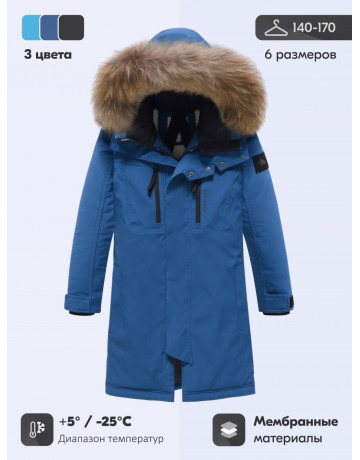 Зимняя парка с мехом енота для мальчика-подростка