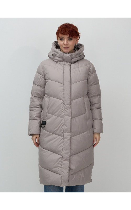 Длинный пуховик для женщин зимний утеплённый с капюшоном
