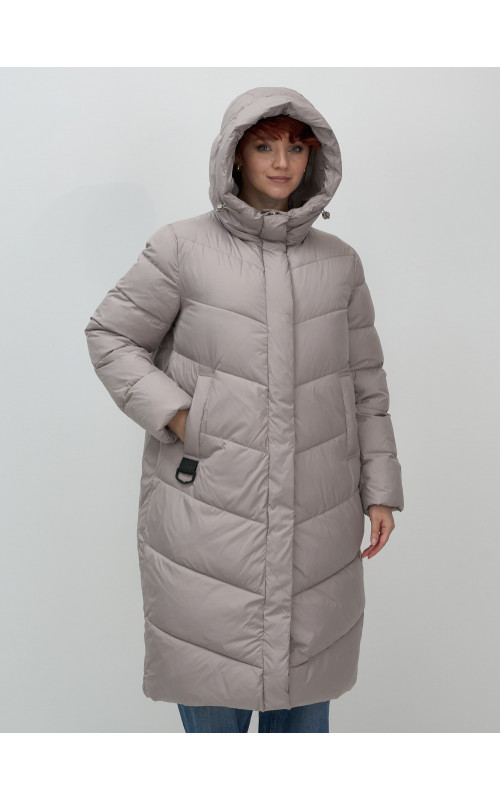 Длинный пуховик для женщин зимний утеплённый с капюшоном