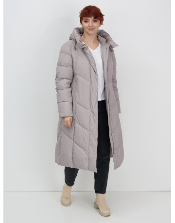 Длинный женский пуховик с капюшоном для зимы