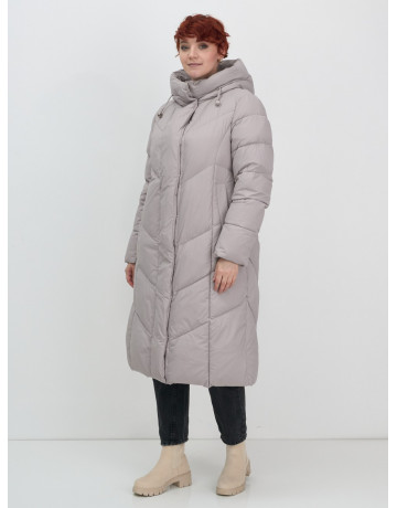 Длинный женский пуховик с капюшоном для зимы