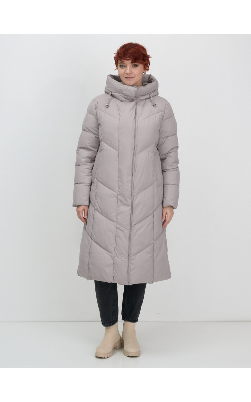Длинный женский пуховик с капюшоном для зимы