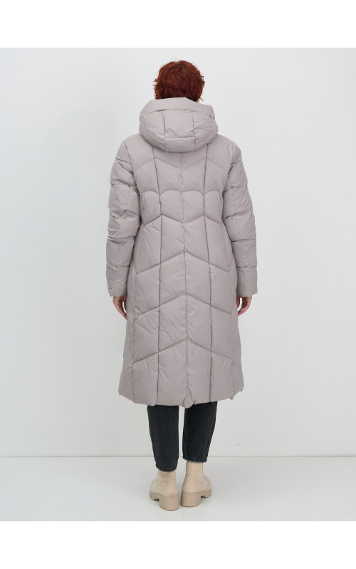 Длинный женский пуховик с капюшоном для зимы