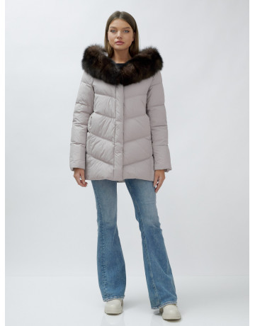 Женский зимний пуховик с мехом песца премиум-класса