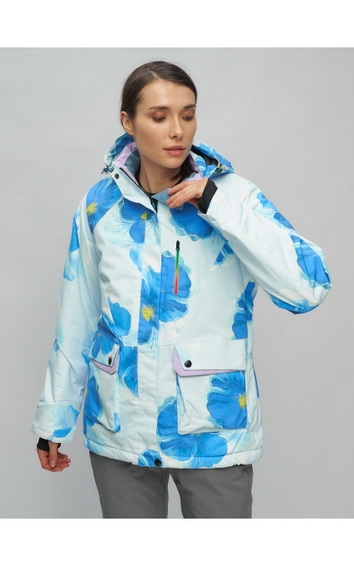 Женский горнолыжный комплект: куртка с цветочным принтом и брюки со съёмными бретелями