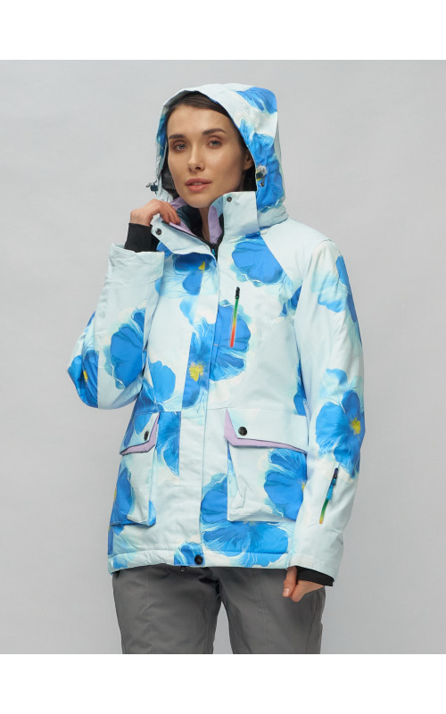 Женский горнолыжный комплект: куртка с цветочным принтом и брюки со съёмными бретелями