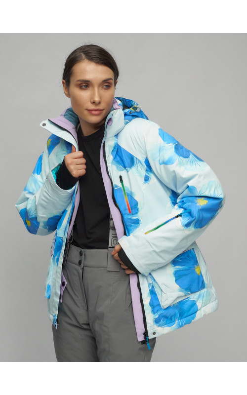 Женский горнолыжный комплект: куртка с цветочным принтом и брюки со съёмными бретелями