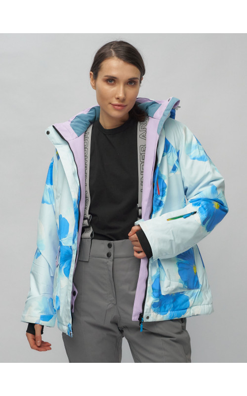 Женский горнолыжный комплект: куртка с цветочным принтом и брюки со съёмными бретелями