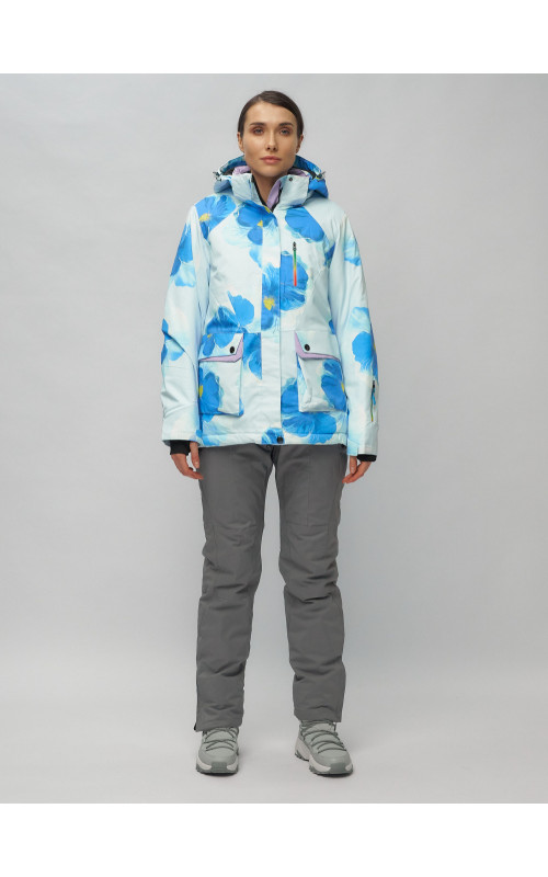 Женский горнолыжный комплект: куртка с цветочным принтом и брюки со съёмными бретелями