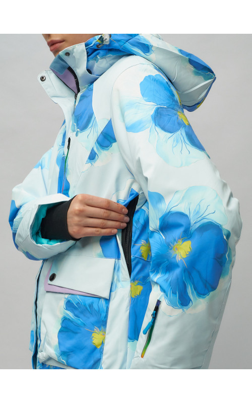 Женский горнолыжный комплект: куртка с цветочным принтом и брюки со съёмными бретелями