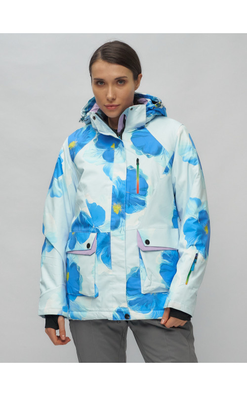 Женский горнолыжный комплект: куртка с цветочным принтом и брюки со съёмными бретелями