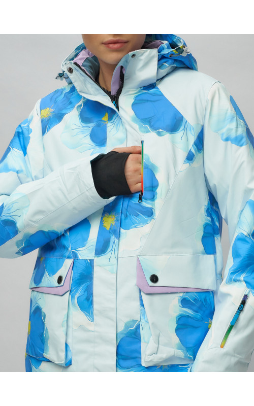 Женский горнолыжный комплект: куртка с цветочным принтом и брюки со съёмными бретелями