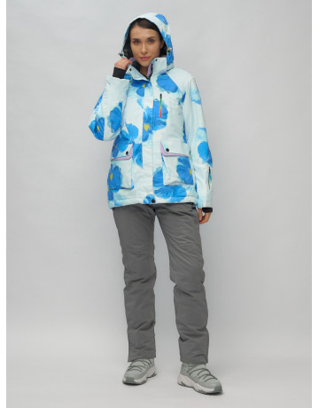 Женский горнолыжный комплект: куртка с цветочным принтом и брюки со съёмными бретелями