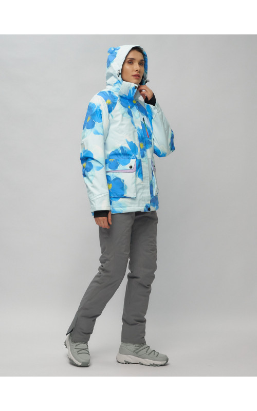 Женский горнолыжный комплект: куртка с цветочным принтом и брюки со съёмными бретелями