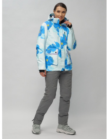 Женский горнолыжный комплект: куртка с цветочным принтом и брюки со съёмными бретелями